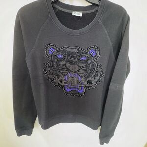 Kenzo Black Sweatshirt with Purple-Accent Tiger Motif size M
